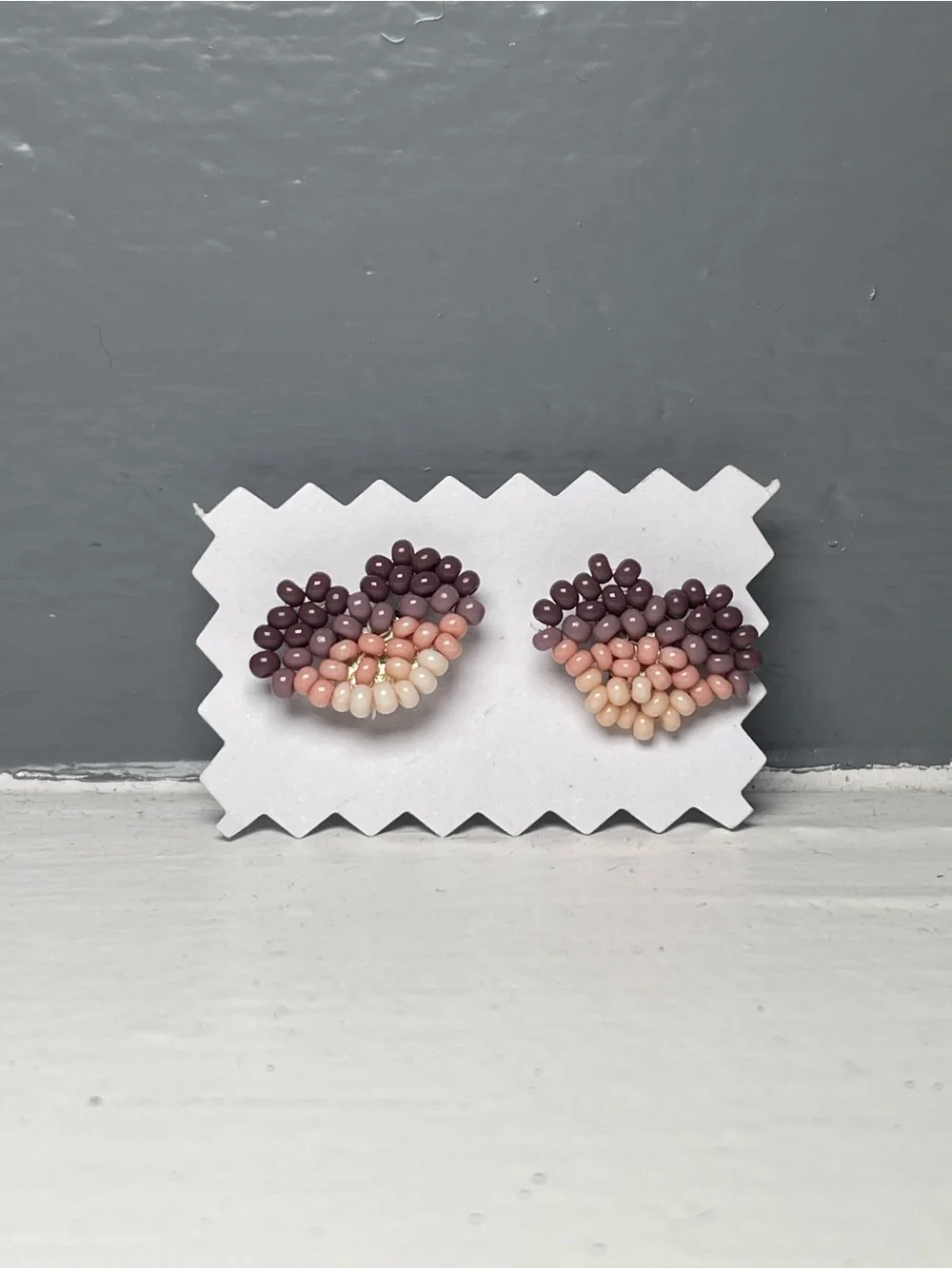 Huichol Beaded Heart Stud Earrings
